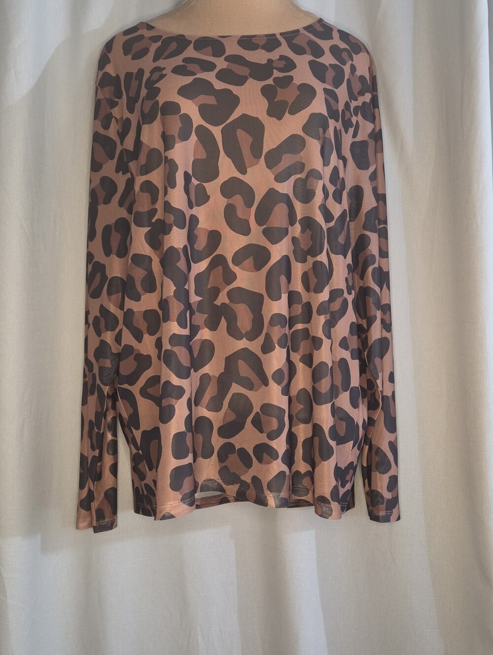 LuLaRoe 3X  Brown and Black Leopard Print Long Sleeve Top